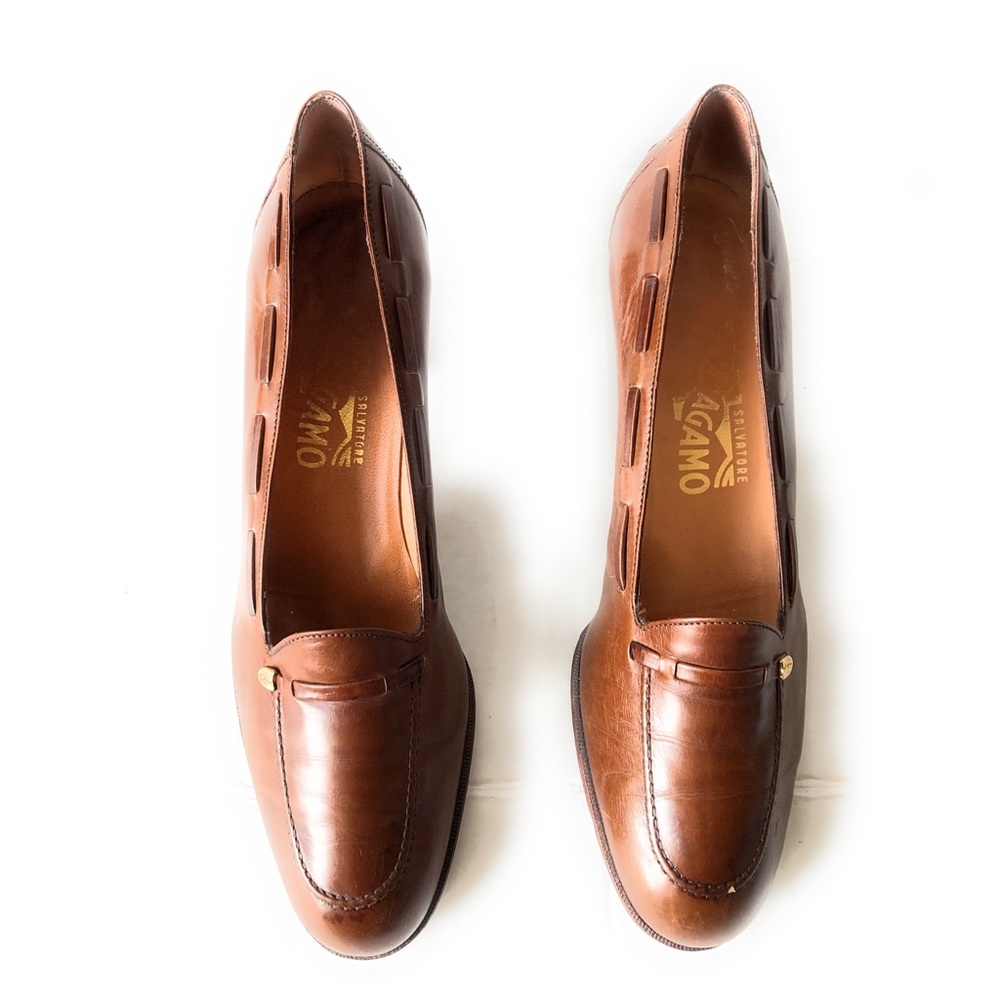Salvatore Ferragamo Leather Pump Heel Shoes 7.5B